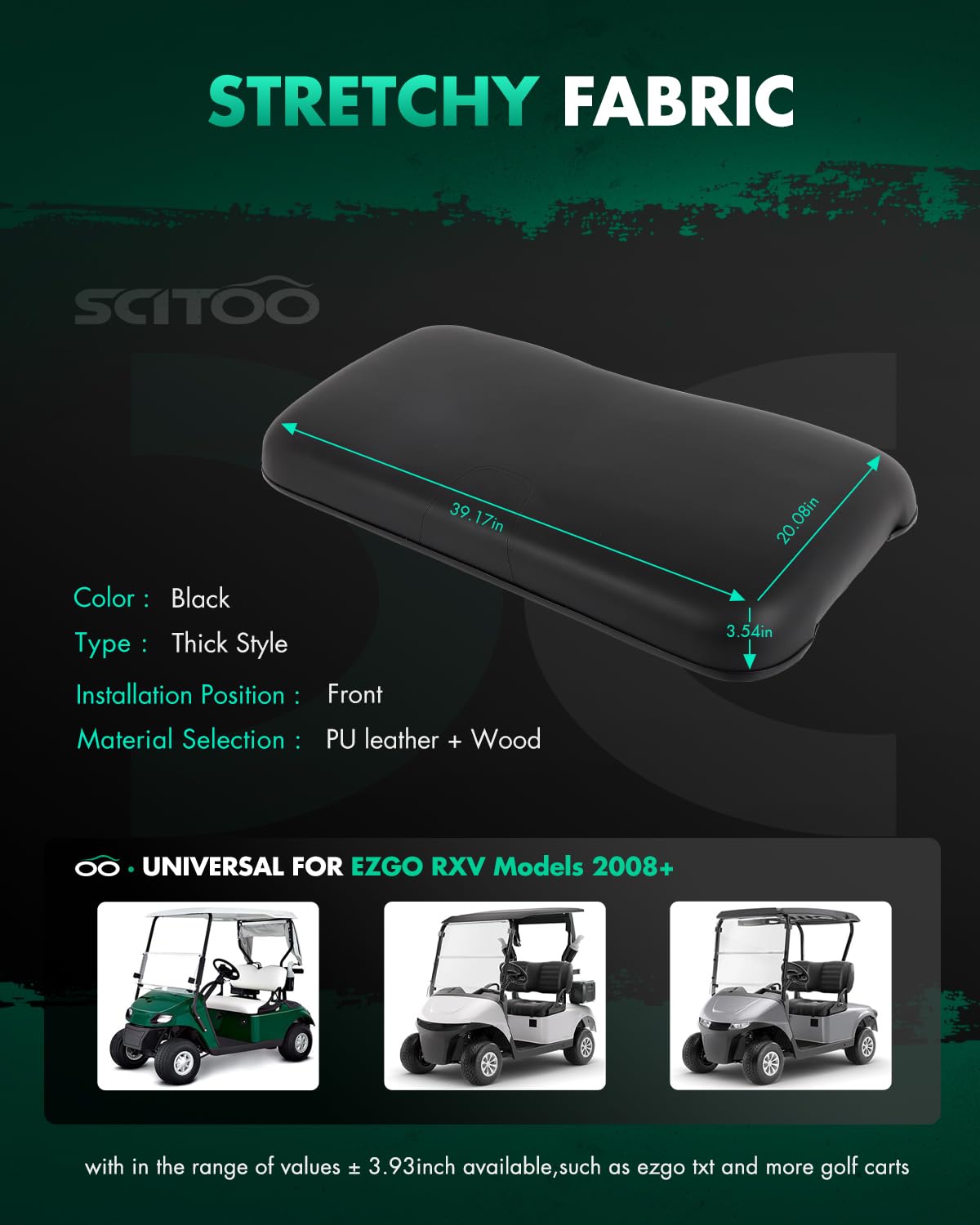 SCITOO cushion close-up in black PVC vinyl for durability