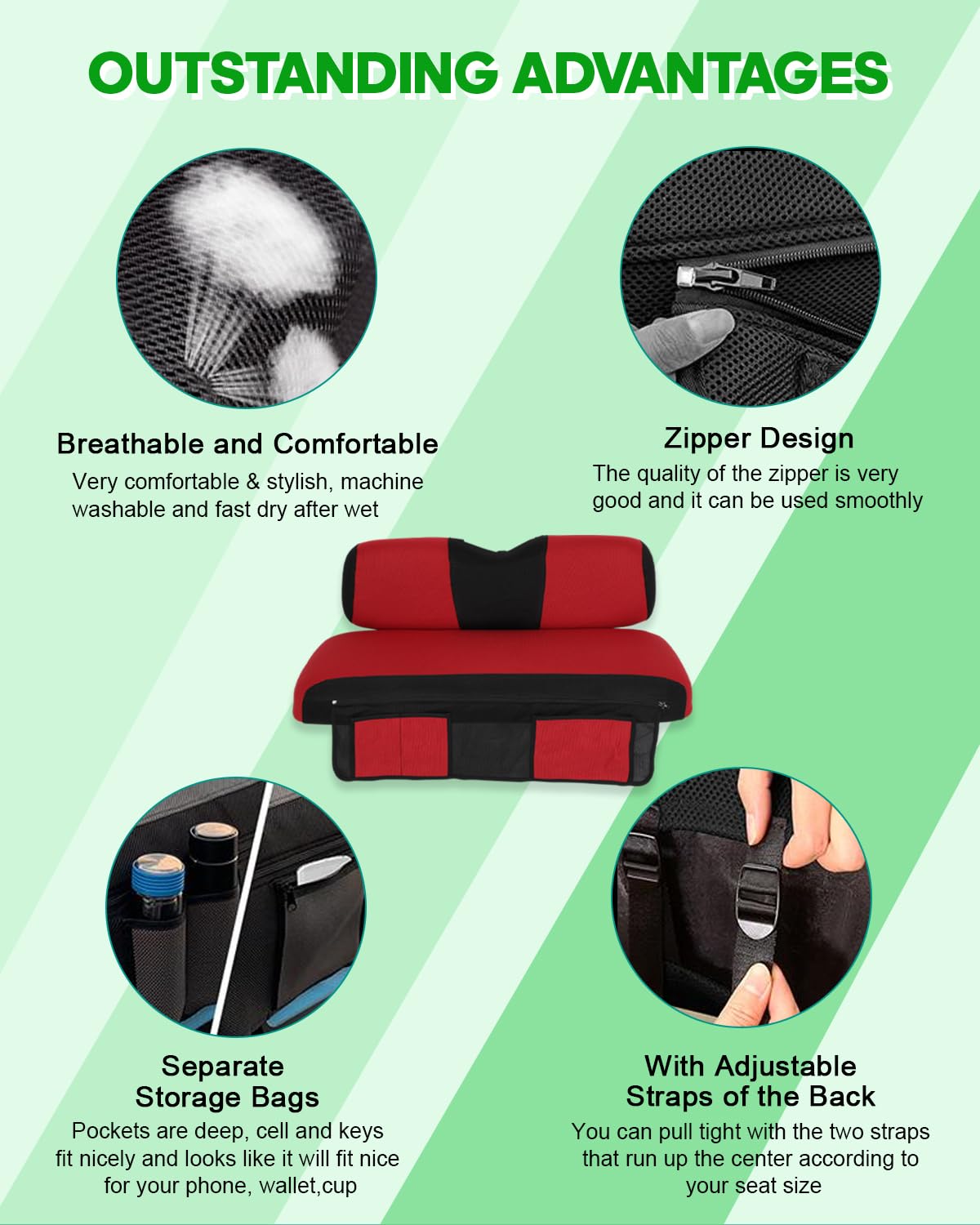 SCITOO breathable mesh seat cover for EZGO TXT keeps seats cool and comfortable