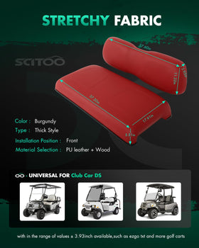 SCITOO front seat back cushion in burgundy supports posture during long rounds.