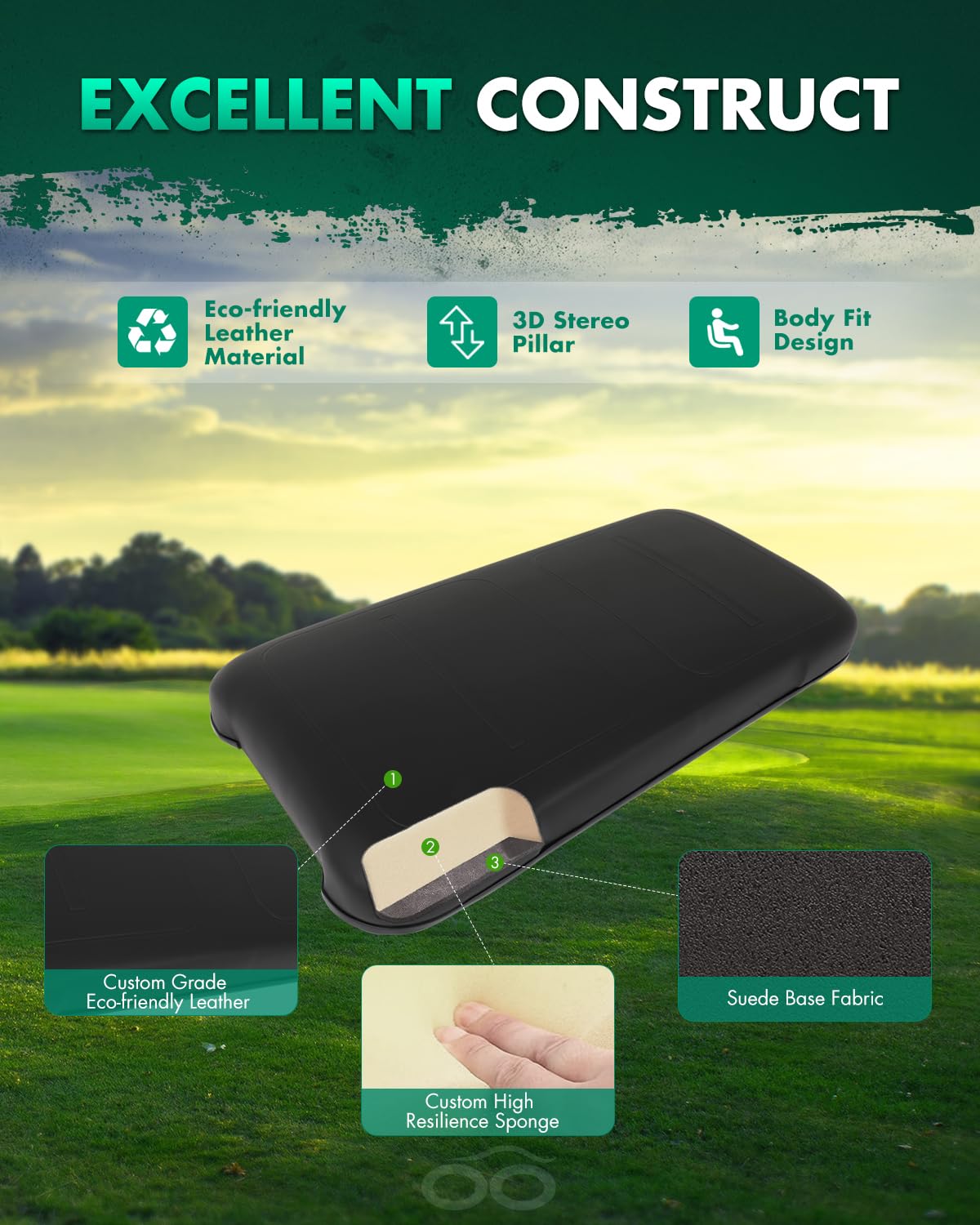 SCITOO EZGO TXT cushion with pre-made holes allows on-vehicle adjustments.