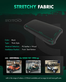 SCITOO EZGO TXT front seat bottom cushion close-up shows durable stitching and material.