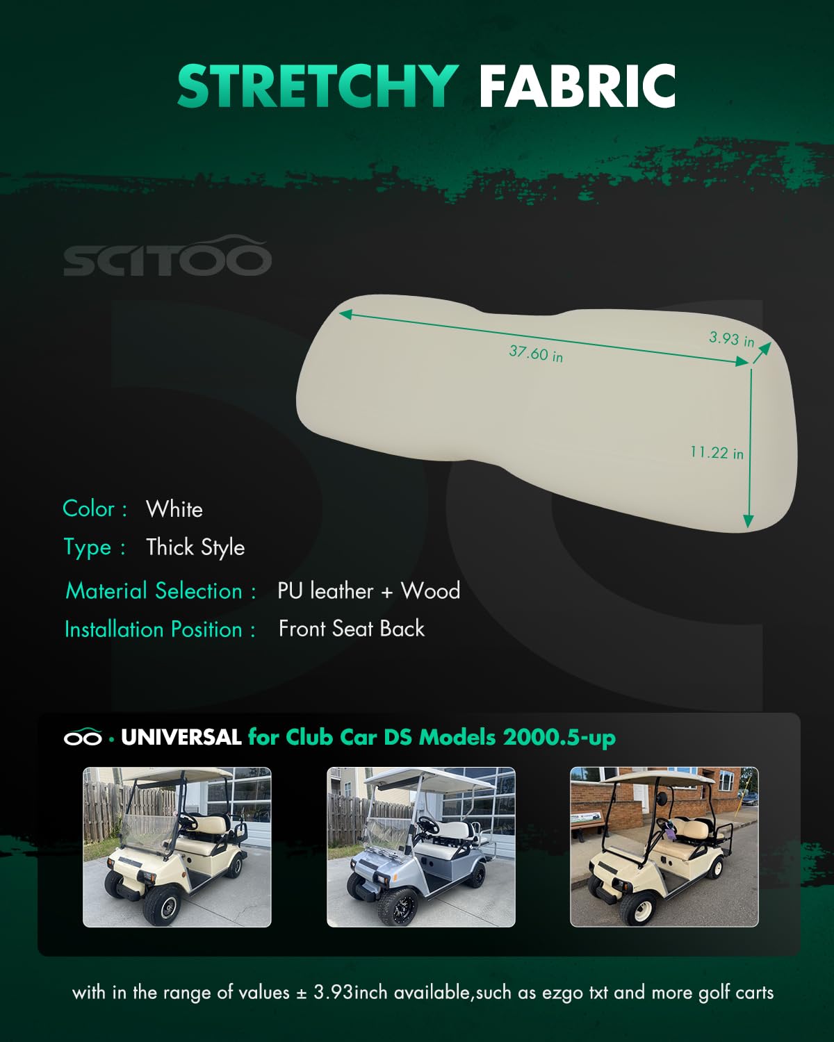 SCITOO milky white front seat cushion close-up shows soft, durable material.