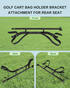 SCITOO rear-seat bracket holds two golf bags for cart organization
