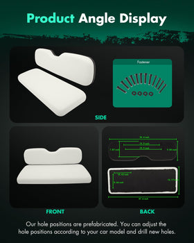 SCITOO rear cushions for EZGO ST feature white upholstery and a clean look