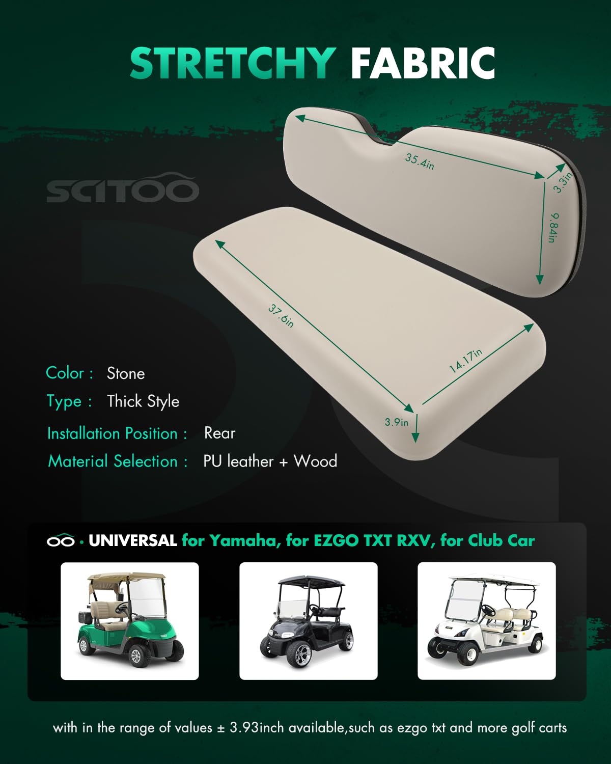 SCITOO rear seat back cushion in stone provides durable support.