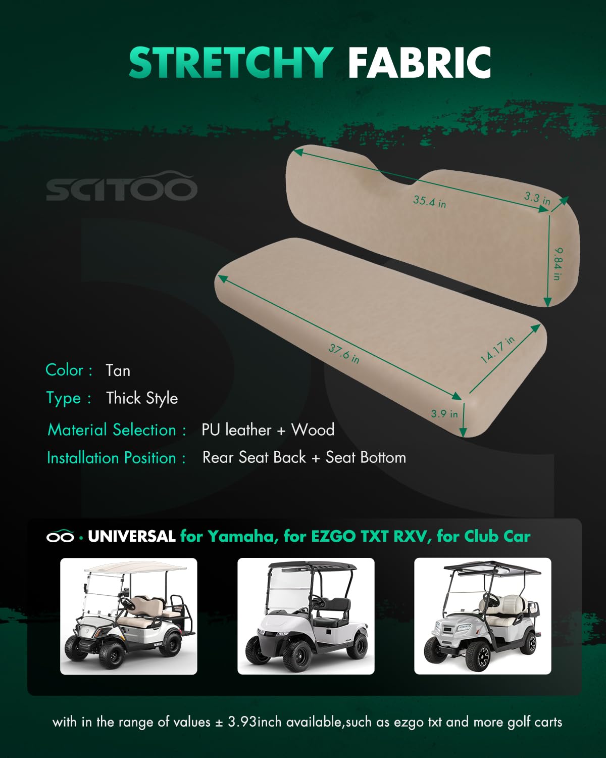 SCITOO rear seat backrest cushion in tan increases passenger support.