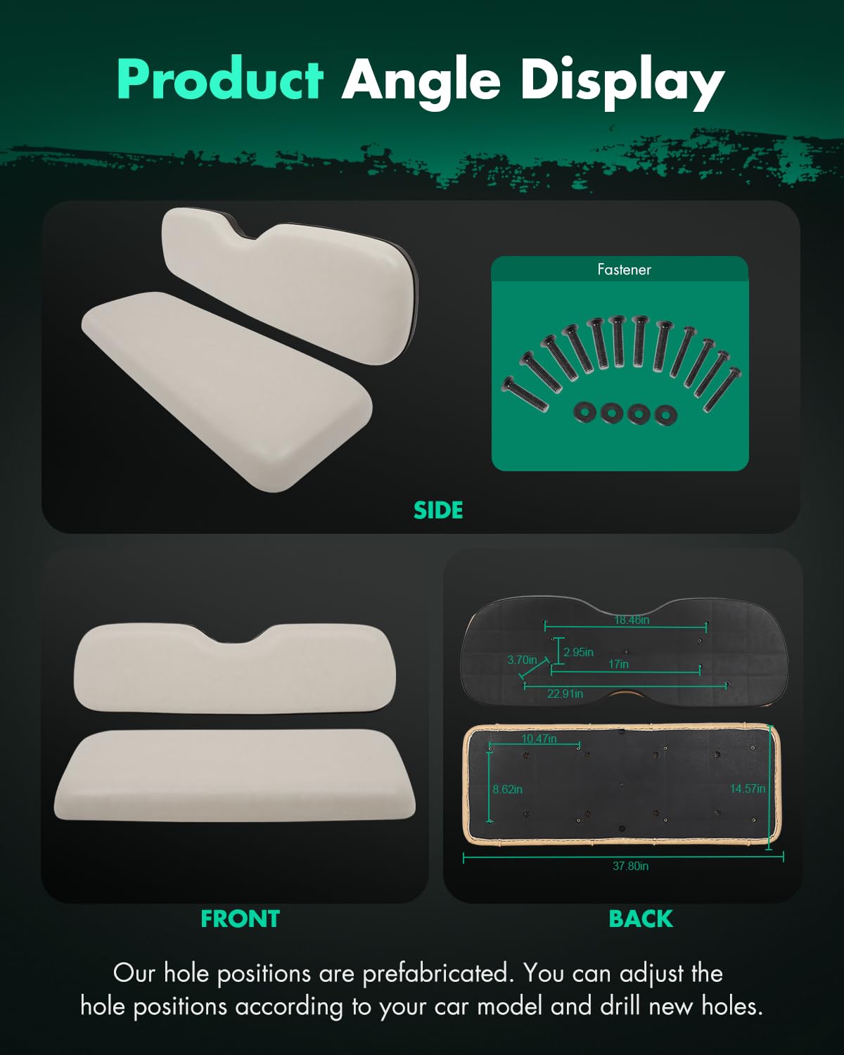 SCITOO rear seat cushions Wheat set – material closeup highlights marine vinyl and padding.