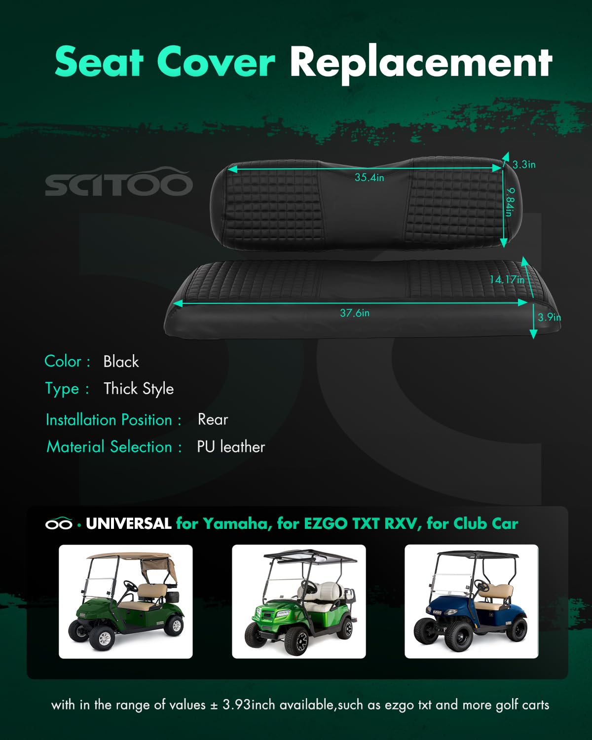 SCITOO seat bottom cover adds comfort and color to your golf cart.
