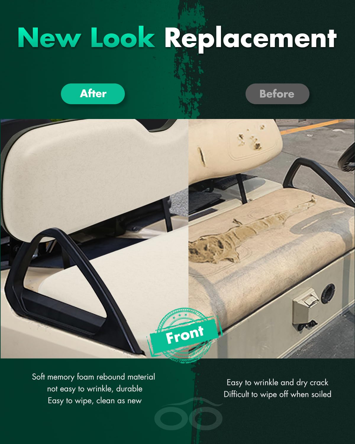 SCITOO two-piece rear cushion set provides complete rear seat replacement.