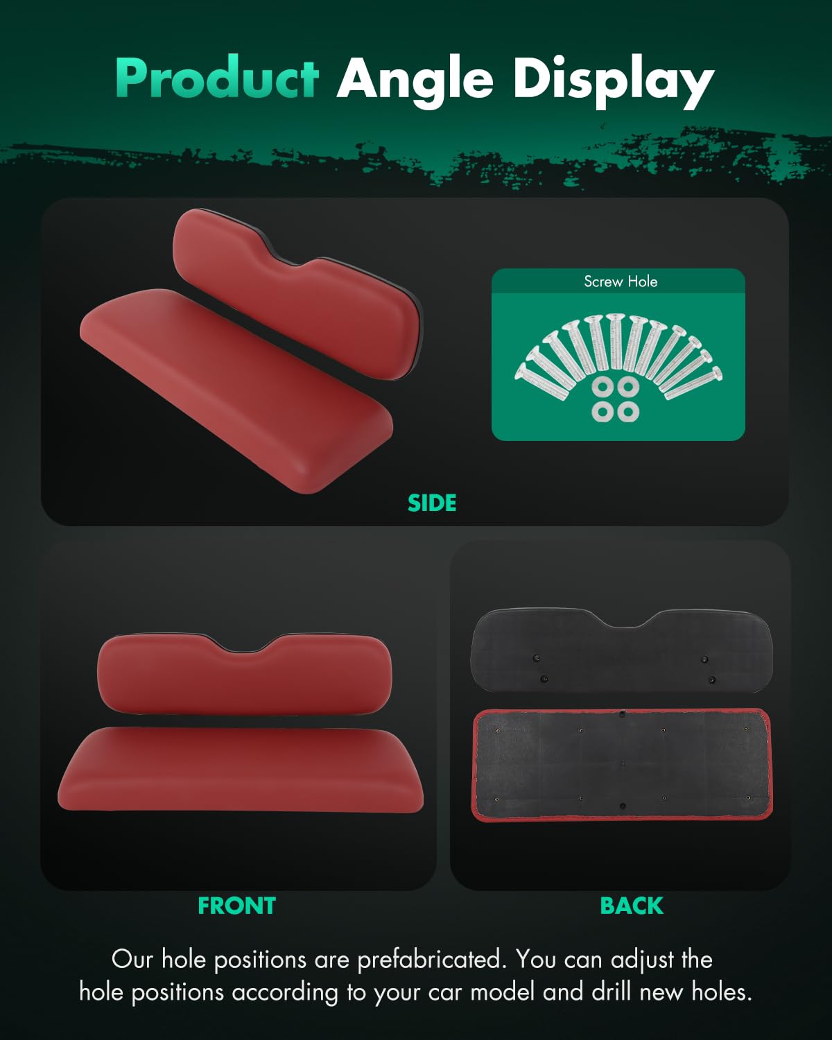 SCITOO burgundy rear flip seat cushions for Yamaha rear seats upgrade and comfort