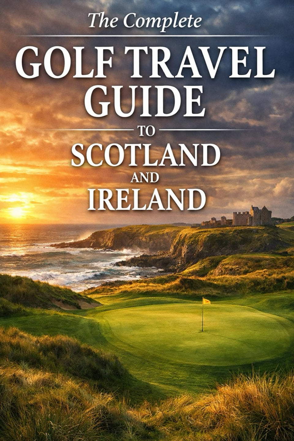 The Complete Golf Travel Guide to Scotland and Ireland cover with iconic courses and travel tips.