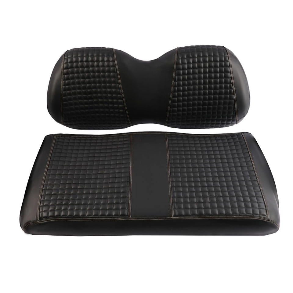 Scott Edward EZGO seat cover in diamond black design protects seats and enhances comfort.