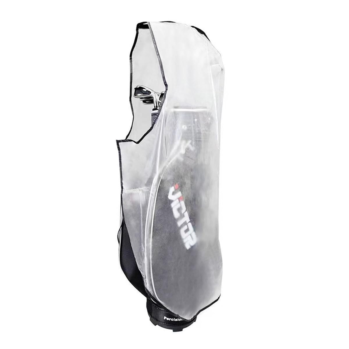 Scott Edward golf bag rain cover mounted on a cart protects clubs from rain and dust.