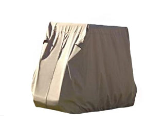Scott Edward golf cart cover with sealed seams for waterproof protection.
