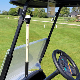 ScrambleClip suction stick holder supports suction cup sticks for quick access.