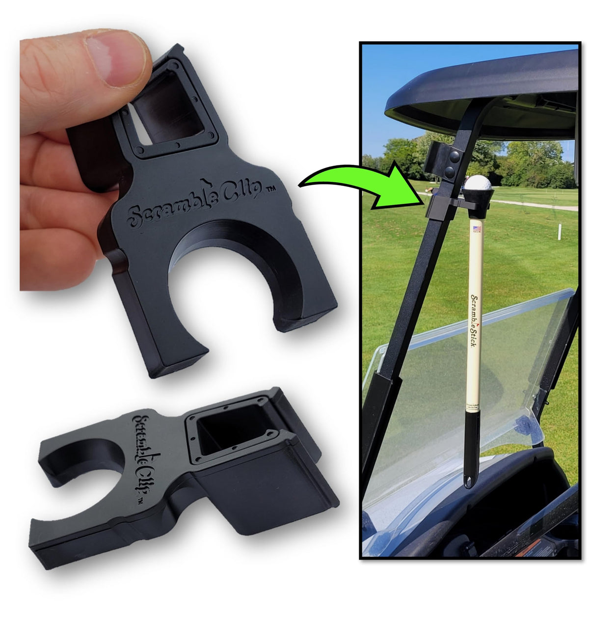 ScrambleClip three-quarter-inch insert compatibility enables use on older carts.