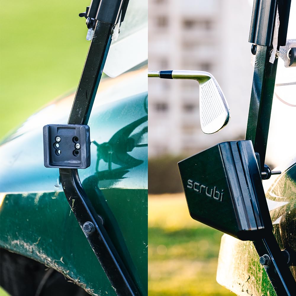 Scrubi cleans irons between holes to help grooves stay clear.
