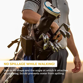 Compact and portable Scrubi fits in any golf bag for on-the-go maintenance.