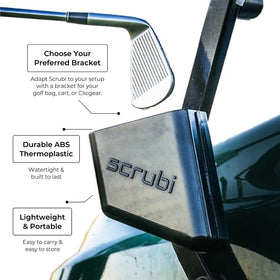 Scrubi strong nylon bristles close-up removing dirt from iron grooves.