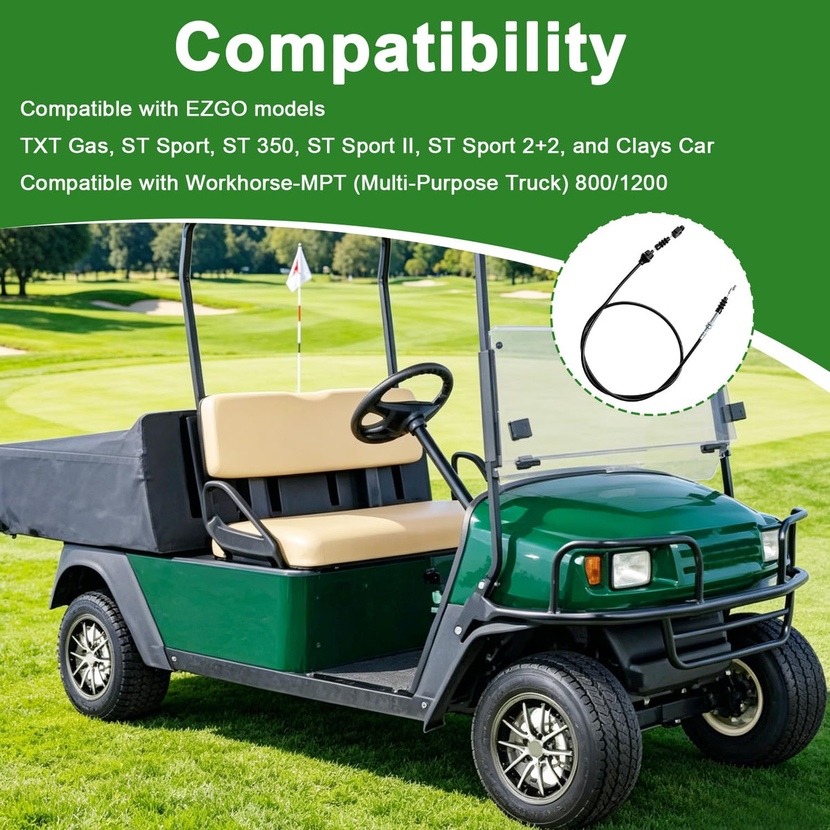SDRZJX EZGO TXT-fit throttle cable, close-up of durable aluminum connector for a secure connection.