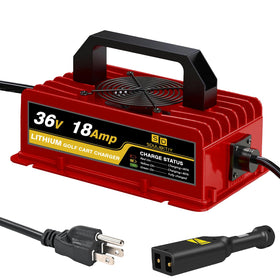 SDULIBITIY 36V charger front view, compact design for EZGO TXT carts.