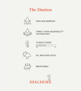 SEALSKINZ Dunton sock with merino lining delivers all-weather comfort during hikes.