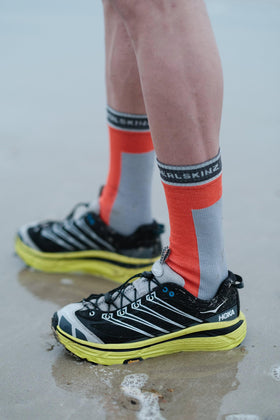 SEALSKINZ Holverstone hand-linked toe seam close-up minimizes rubbing.