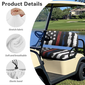 SEANATIVE all-weather golf cart seat cover showing patriotic pattern and protection.