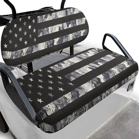 SEANATIVE American flag seat cover in breathable fabric for comfortable golf-cart rides.