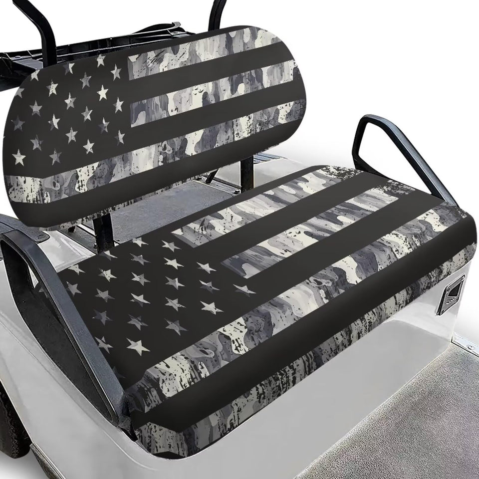 SEANATIVE American flag seat cover in breathable fabric for comfortable golf-cart rides.