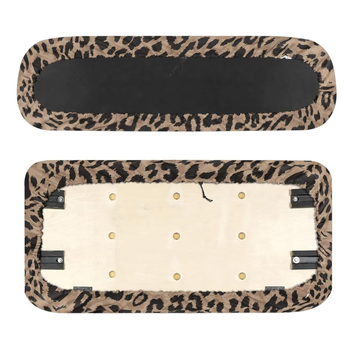 SEANATIVE brown leopard bench seat cover shields the bench from dirt and wear