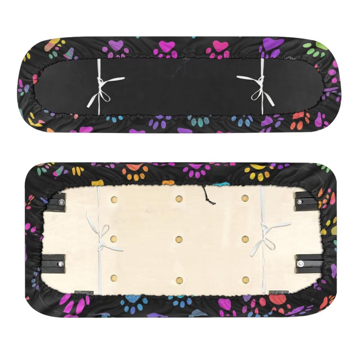 SEANATIVE seat cover backrest view shows vibrant paw pattern and nonskid bottom