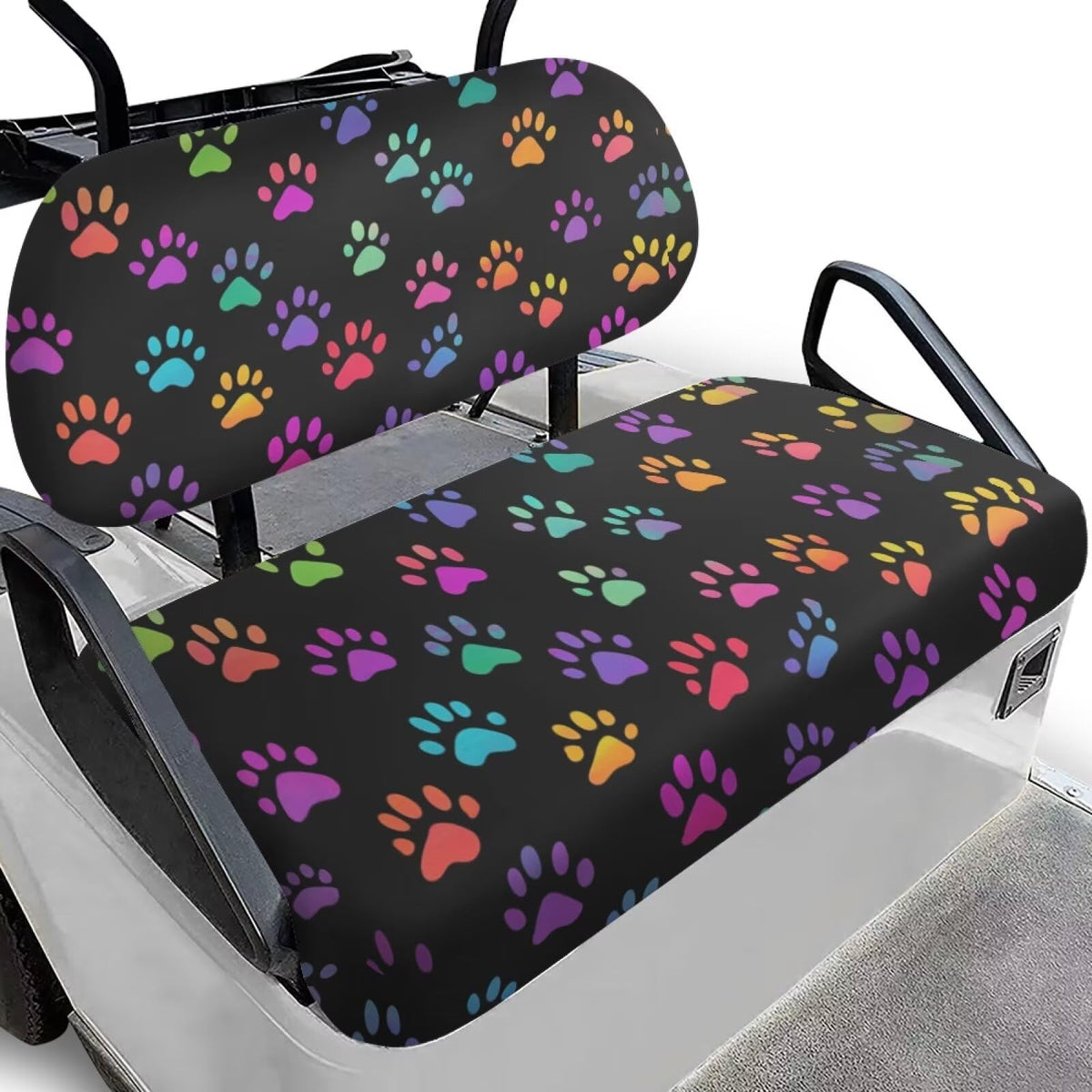 SEANATIVE colorful dogs paw seat cover on bench seat protects and adds style