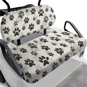 SEANATIVE Dogs Paw seat cover front view protects golf cart seats.