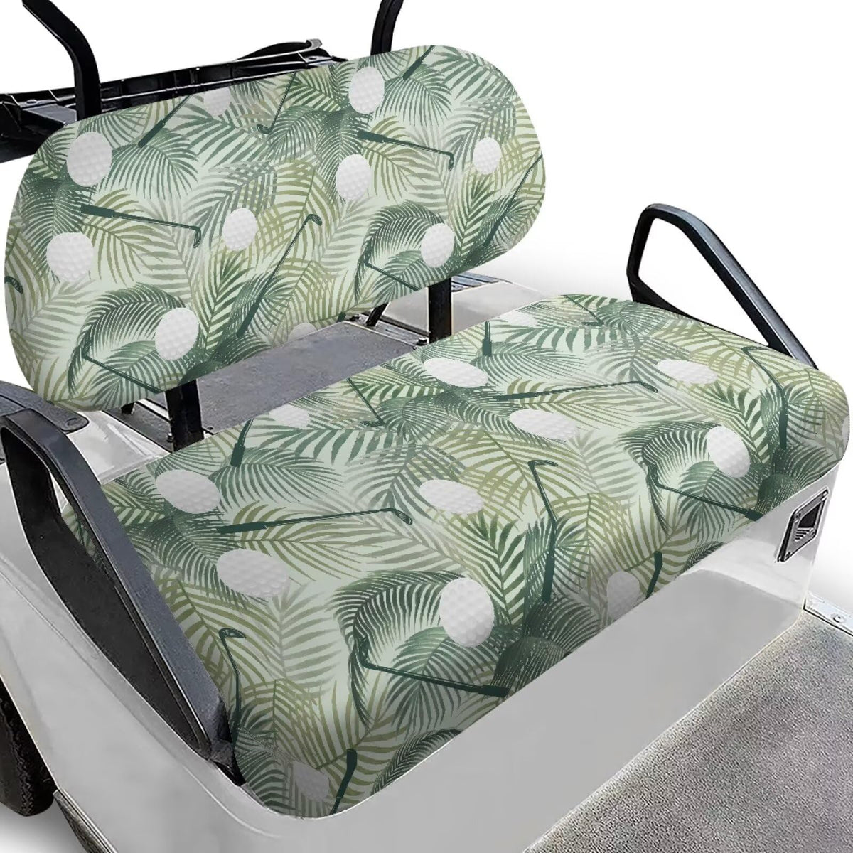 SEANATIVE Golf Ball Green Leaf seat cover front view protects seats and elevates style.