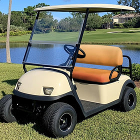 SEANATIVE Gradient Orange Golf Cart Seat Cover back view shows full-wrap fit and durable fabric