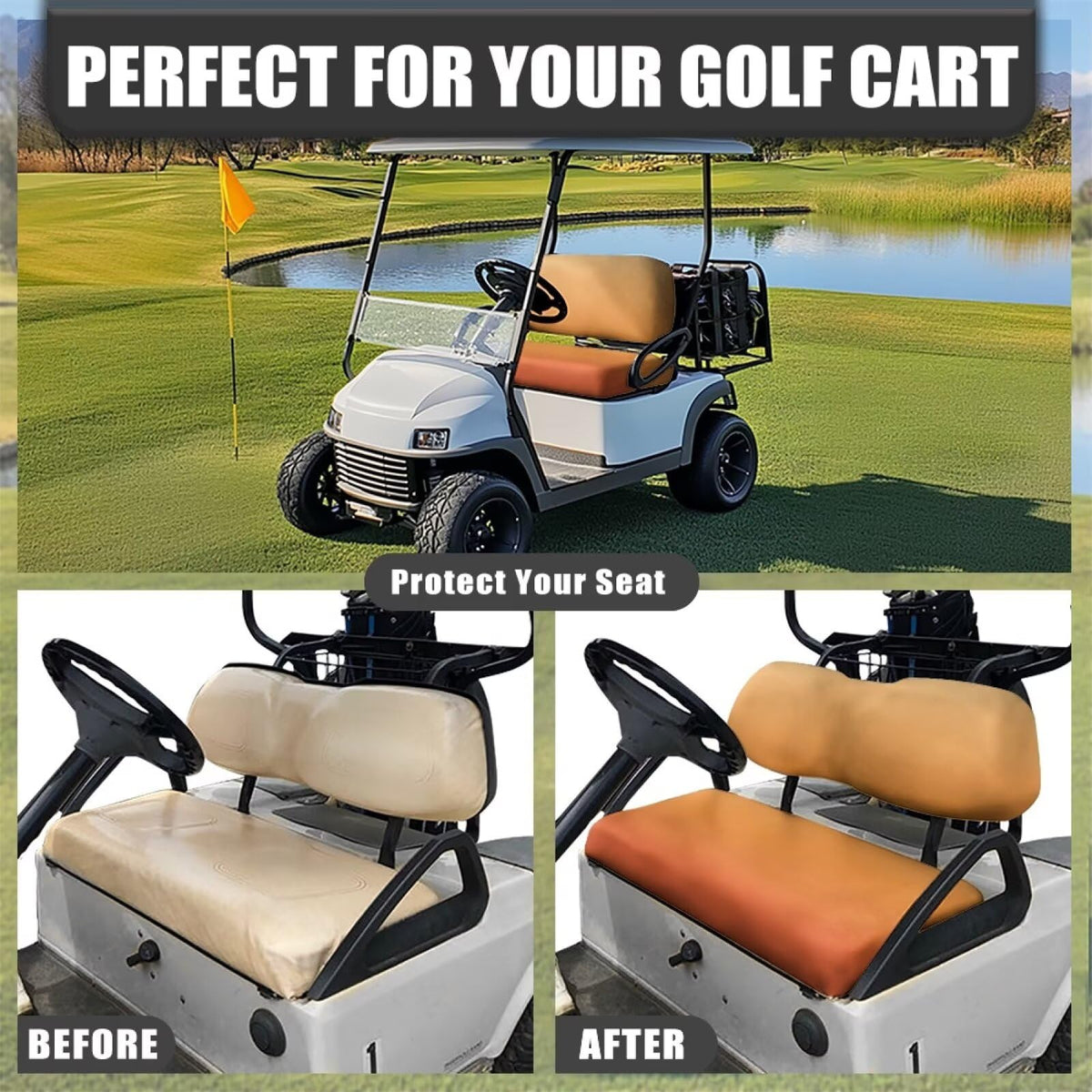 SEANATIVE Gradient Orange Golf Cart Seat Cover dirt protection keeps seats clean during rounds