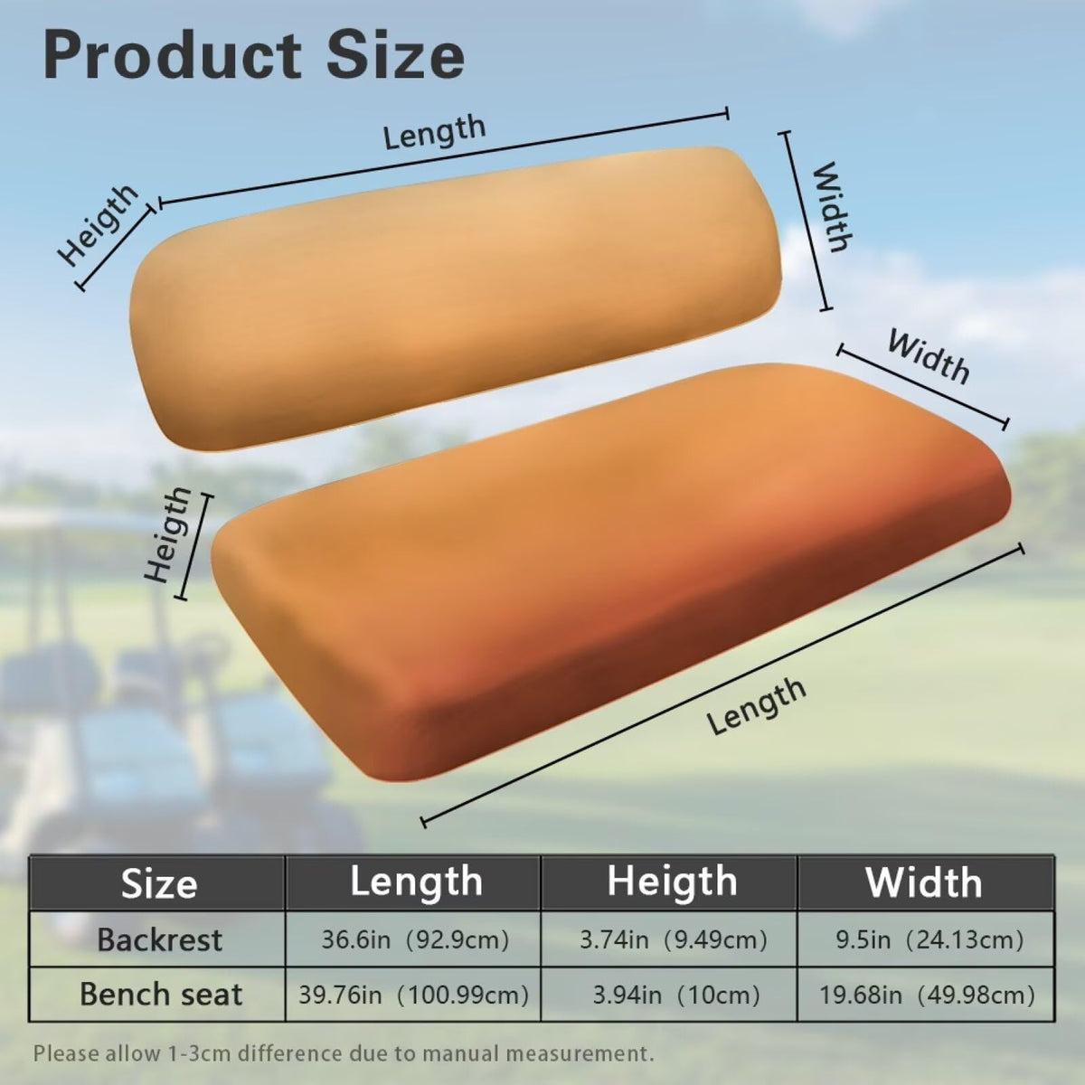 SEANATIVE Gradient Orange Golf Cart Seat Cover pattern design adds a charming look to your cart
