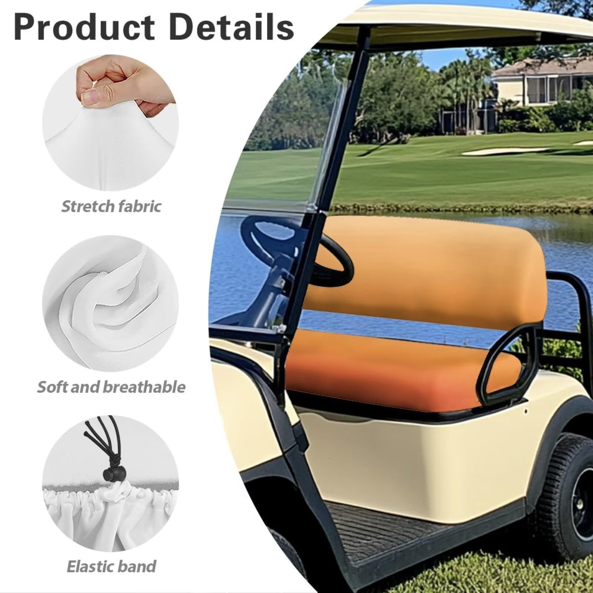 SEANATIVE Gradient Orange Golf Cart Seat Cover two-seat setup fits most 2-person carts