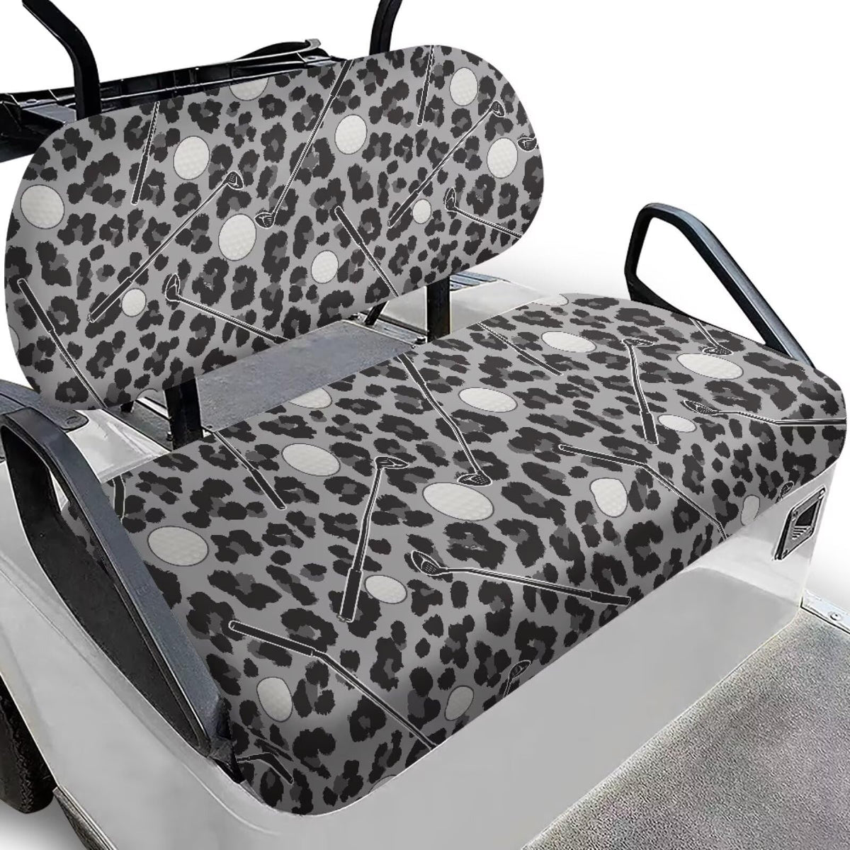 SEANATIVE Leopard backrest seat cover protects two-seat carts with a stylish edge.