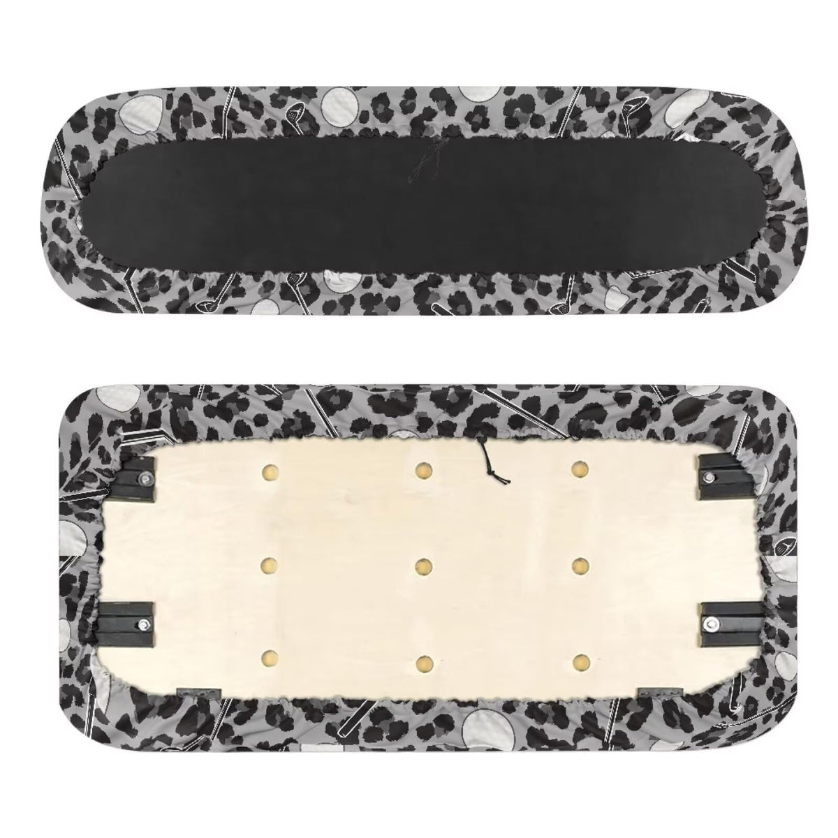 SEANATIVE Leopard bench seat cover provides durable protection for two-seat carts.