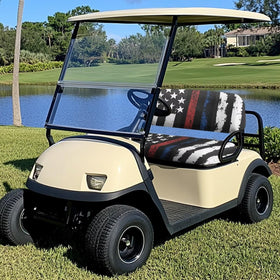 SEANATIVE patriotic seat cover on a golf cart adds a bold look and protection.