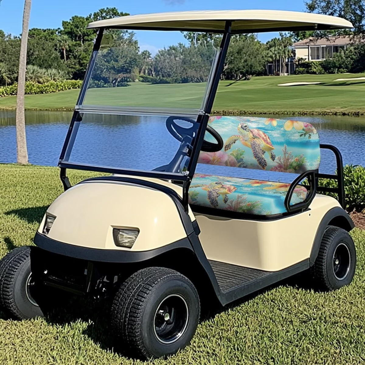 SEANATIVE two-person golf cart seat cover fits most carts for easy customization