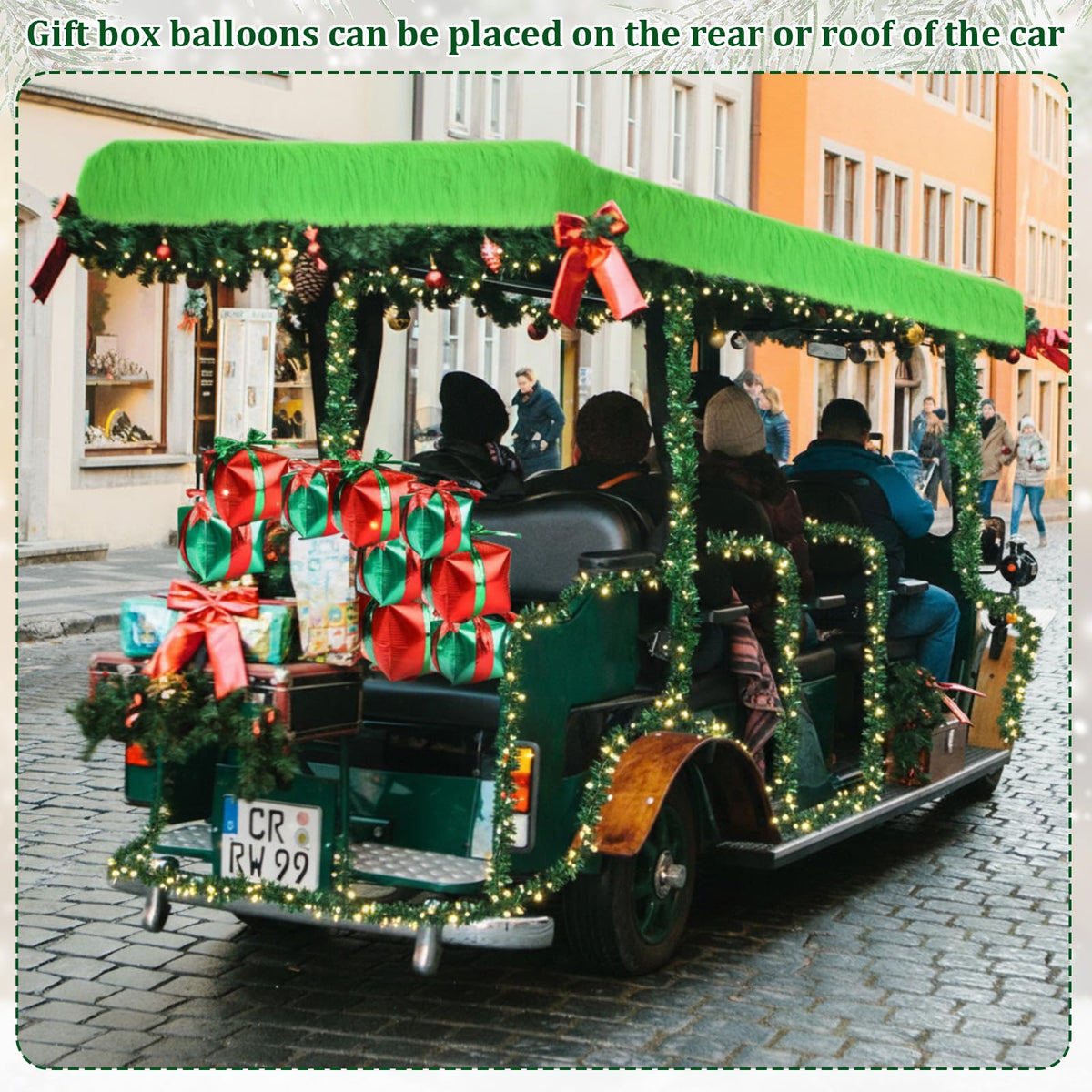 Seeloowy gift box balloons boost holiday whimsy for parades and drives.