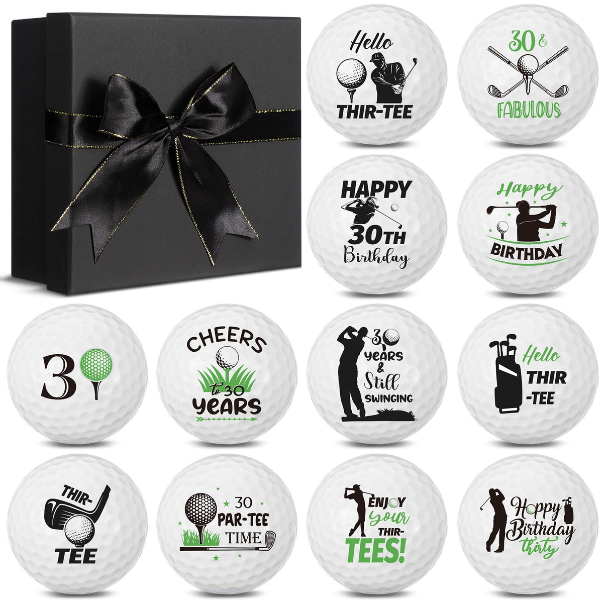 Seenelling 30th birthday golf balls ready for casual play and celebration.
