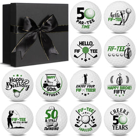 Seenelling 50th birthday gift box with golf balls for milestone celebrations.