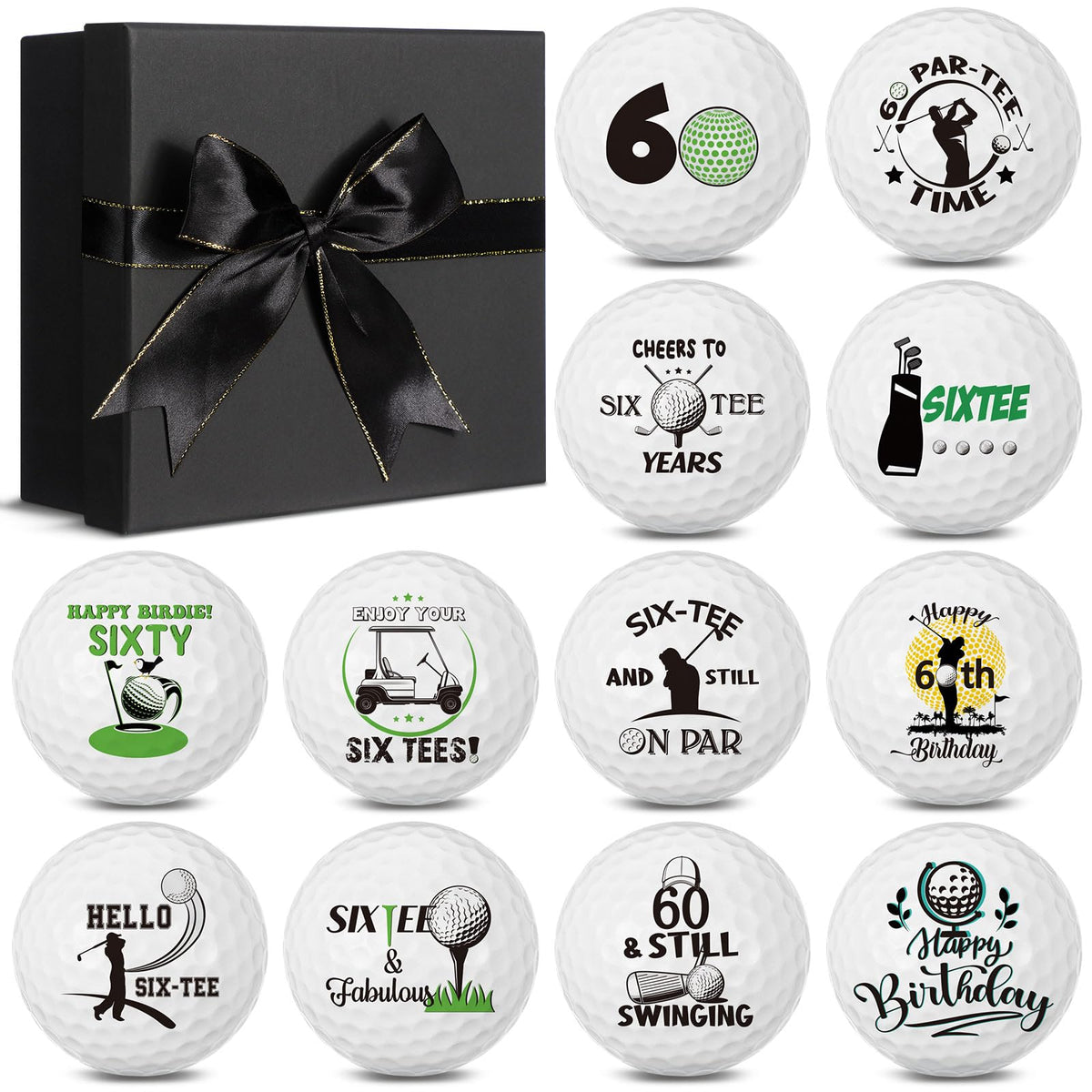 Seenelling 60th birthday golf balls gift box for milestone celebration on the course