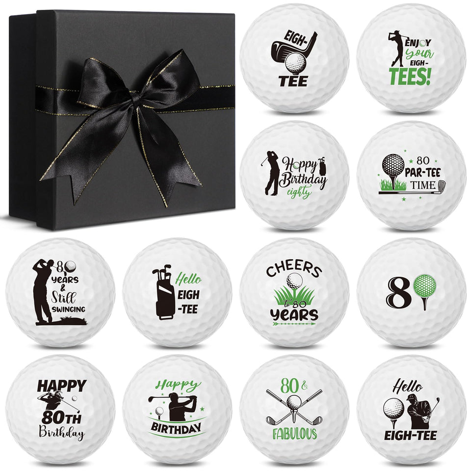 Seenelling 80th birthday golf balls on the course, ideal milestone celebration.