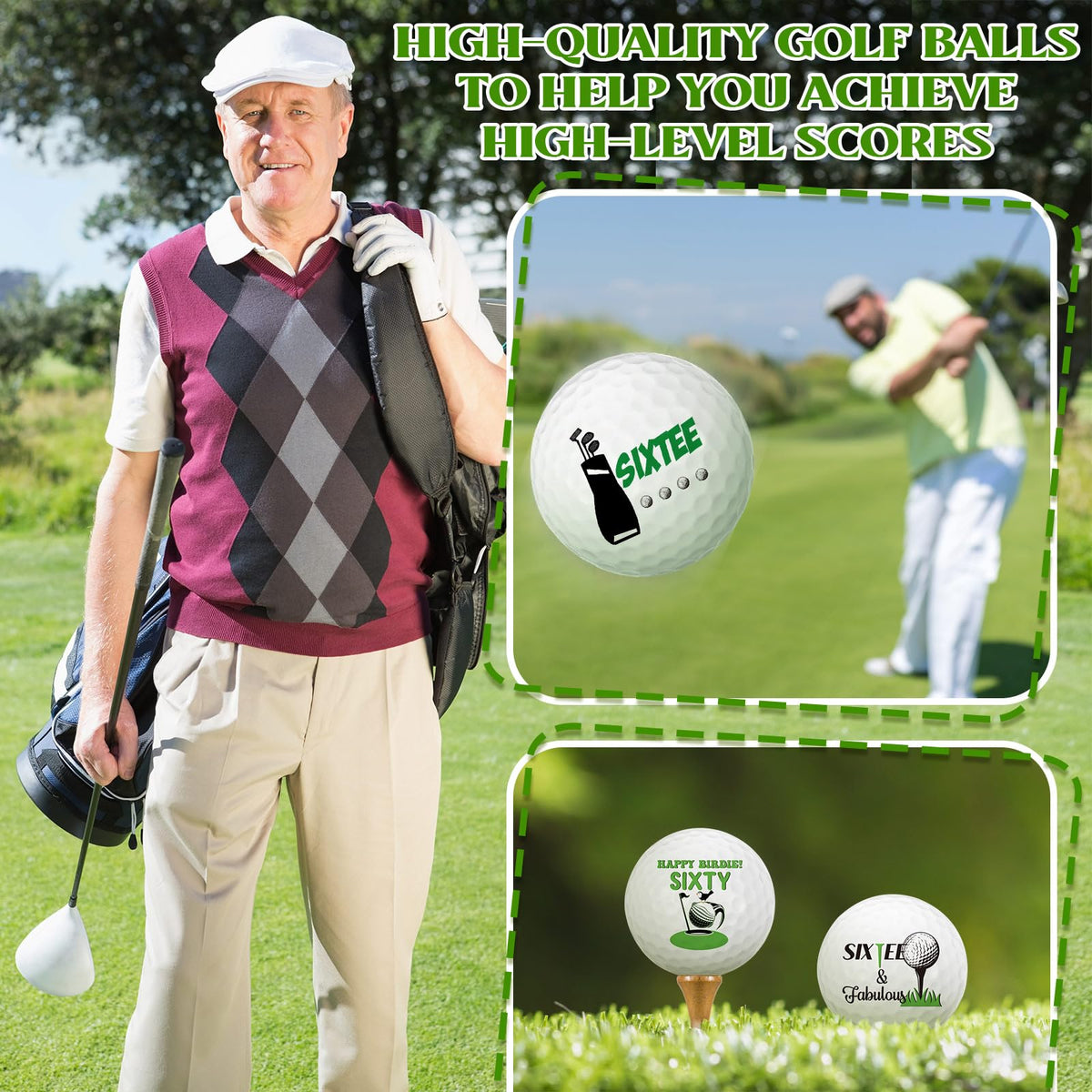 Seenelling elderly-friendly golf balls set, thoughtful gift for dad or grandpa