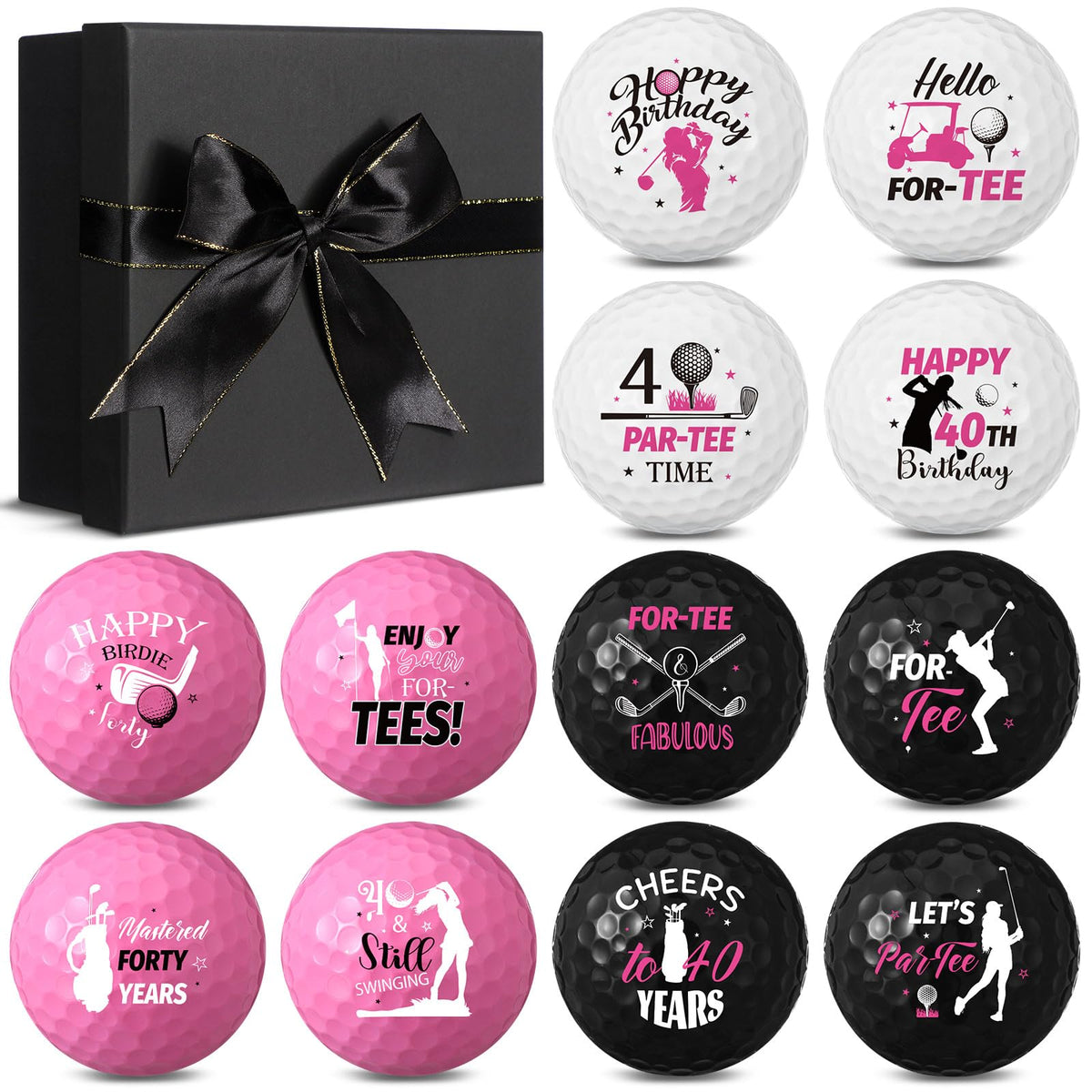 Seenelling pink 40th birthday golf balls for on-course fun and celebration